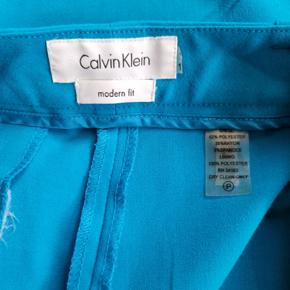 Calvin Klein Women's Vibrant Solid Blue Business Casual Wide Leg Dress Pants - Picture 6 of 7
